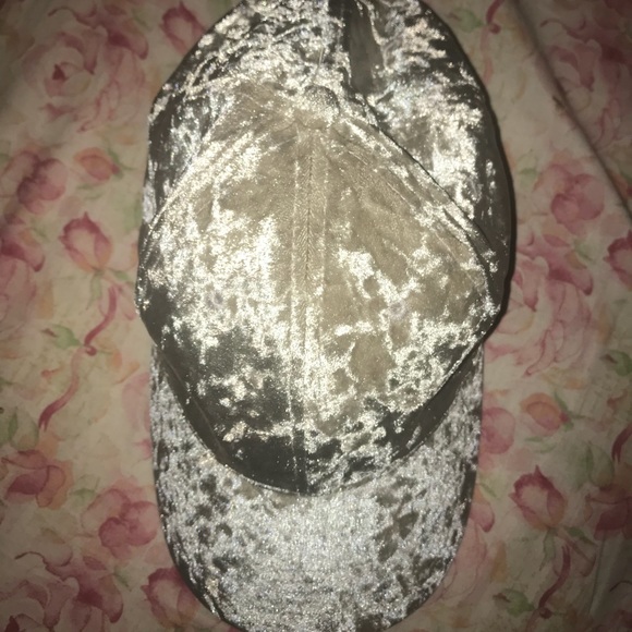 Crushed Velvet Cream Baseball Hat - Picture 2 of 4